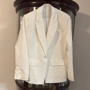New York & Company White Blazer Structured Suit Jacket